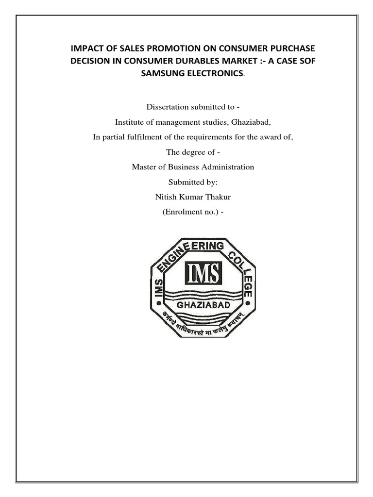 Sales Promotion Impact on Samsung Purchases | PDF | Thesis | Master Of ...