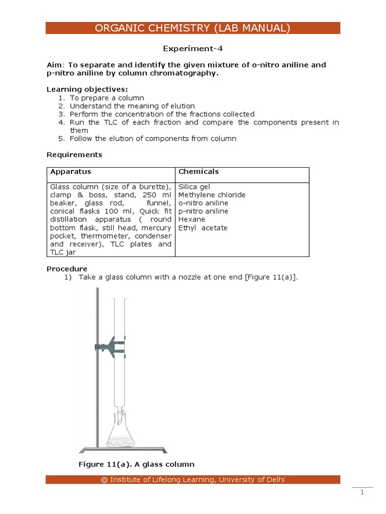 Organic Chemistry (Lab Manual) PDF Thin Layer Chromatography
