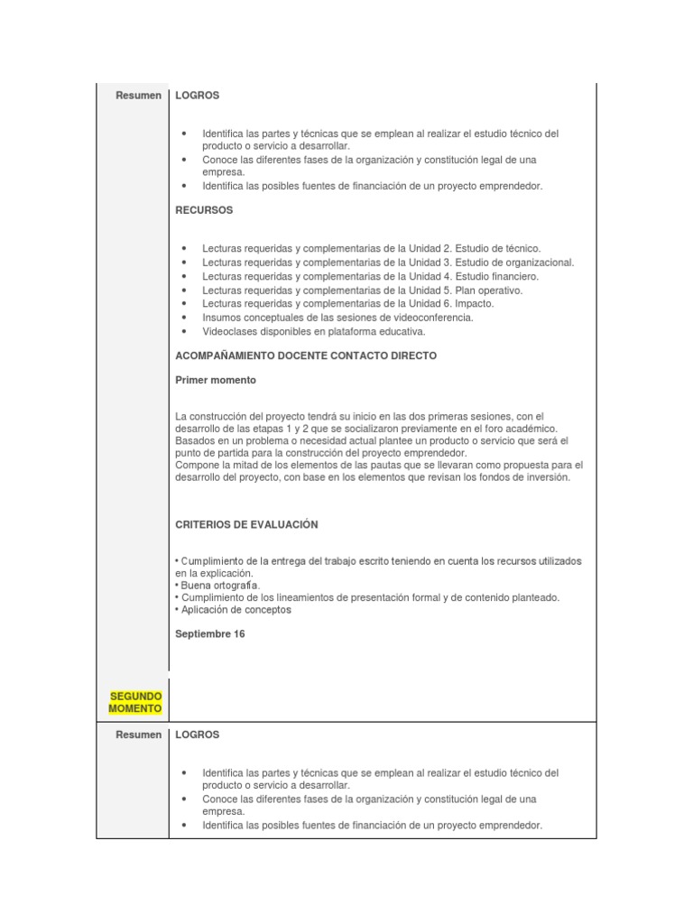 Guía para el Desarrollo de Proyectos Emprendedores | PDF | Evaluación ...