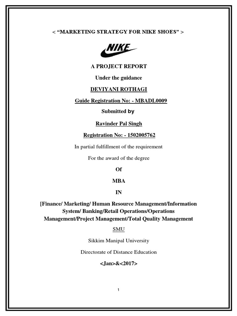 marketing management project on nike shoes