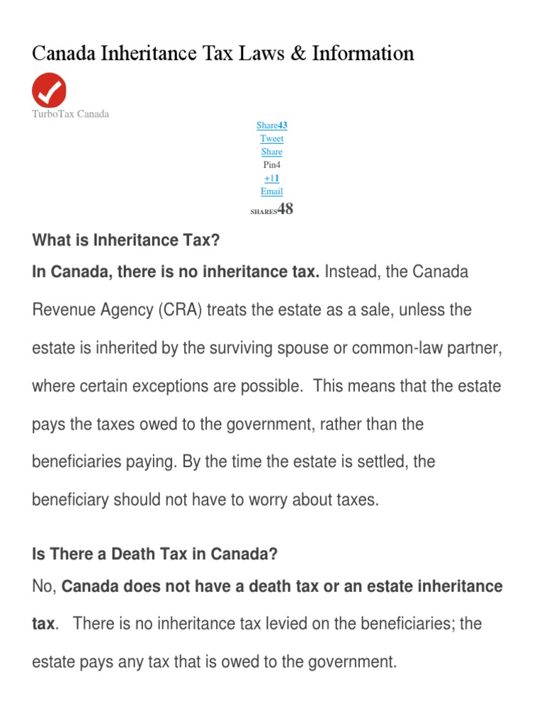 Canada Inheritance and Death Tax PDF Inheritance Tax Capital