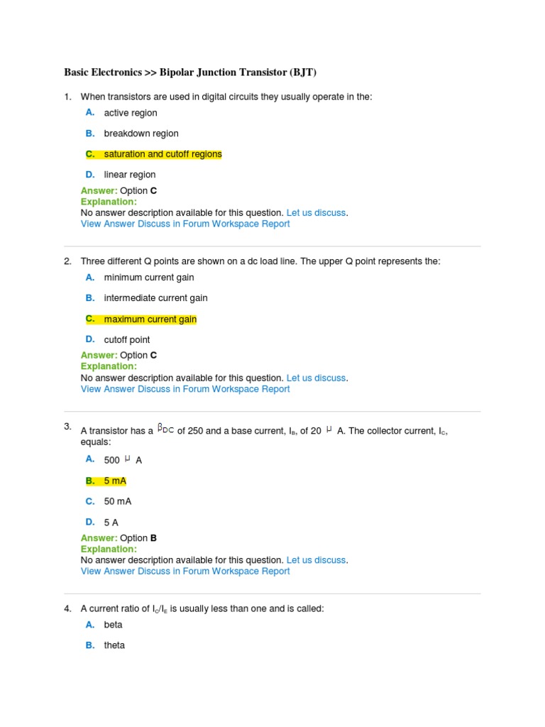 An Analysis of Key Bipolar Junction Transistor Concepts through a