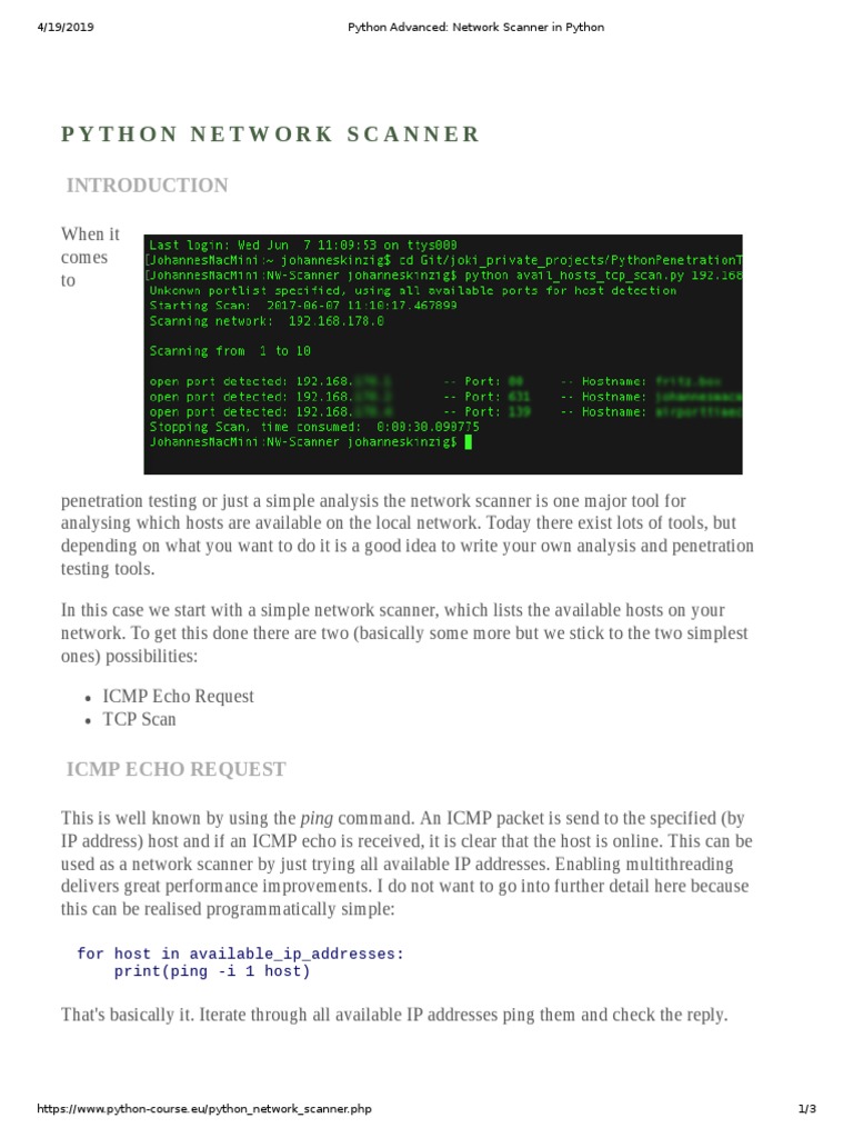 Python Advanced - Network Scanner in Python | PDF | Internet Protocols ...