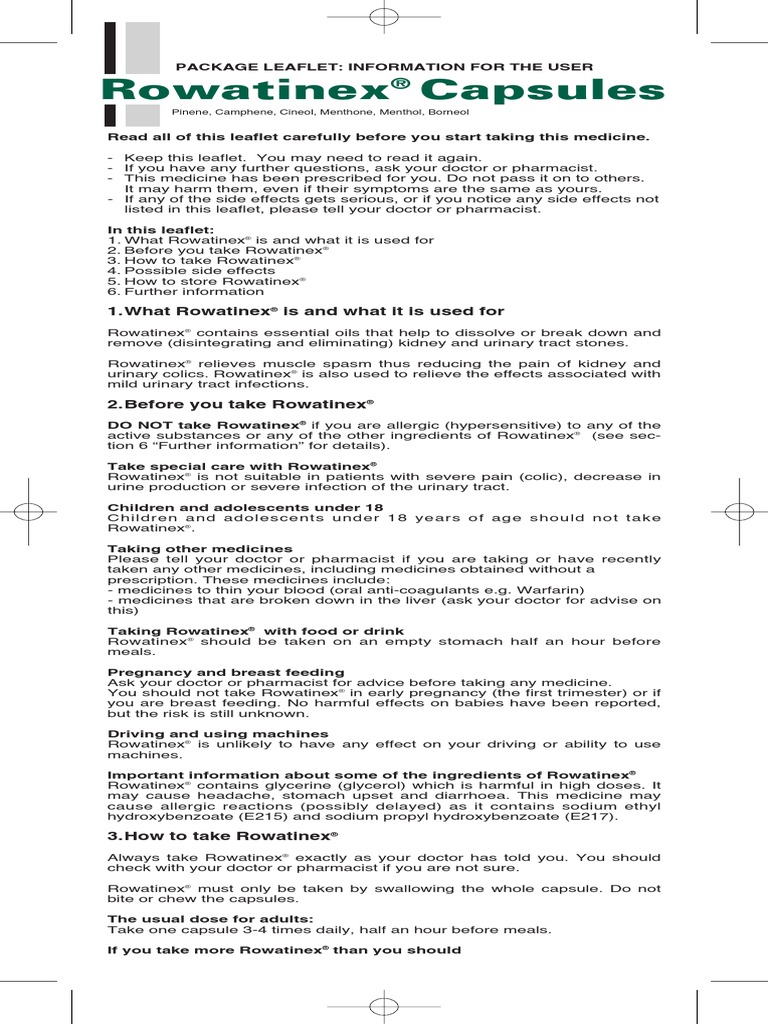 Pills ROWATINEX | PDF | Dose (Biochemistry) | Chemistry