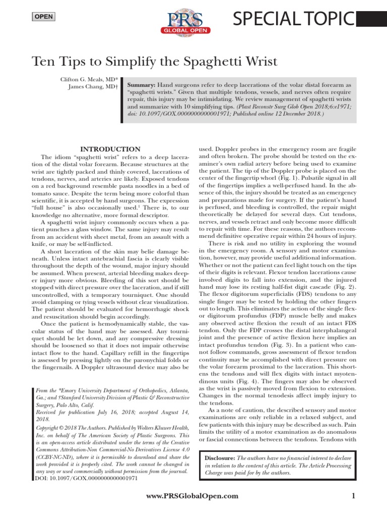 Ten Tips To Simplify The Spaghetti Wrist PDF Finger Hand