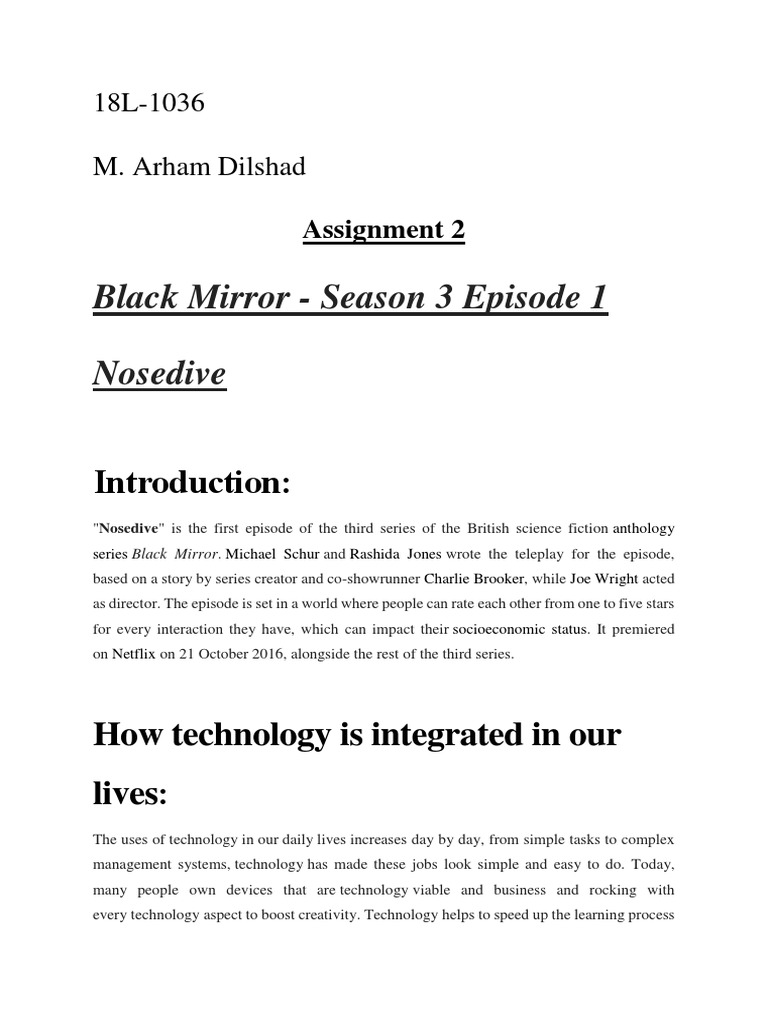 Critical Analysis of Black Mirror Episode 1 PDF