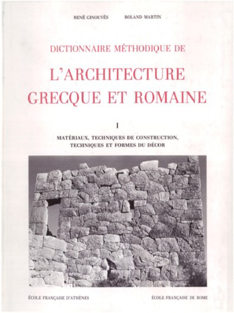 Dictionnaire Methodique De Larchitecture Grecque Et Romaine