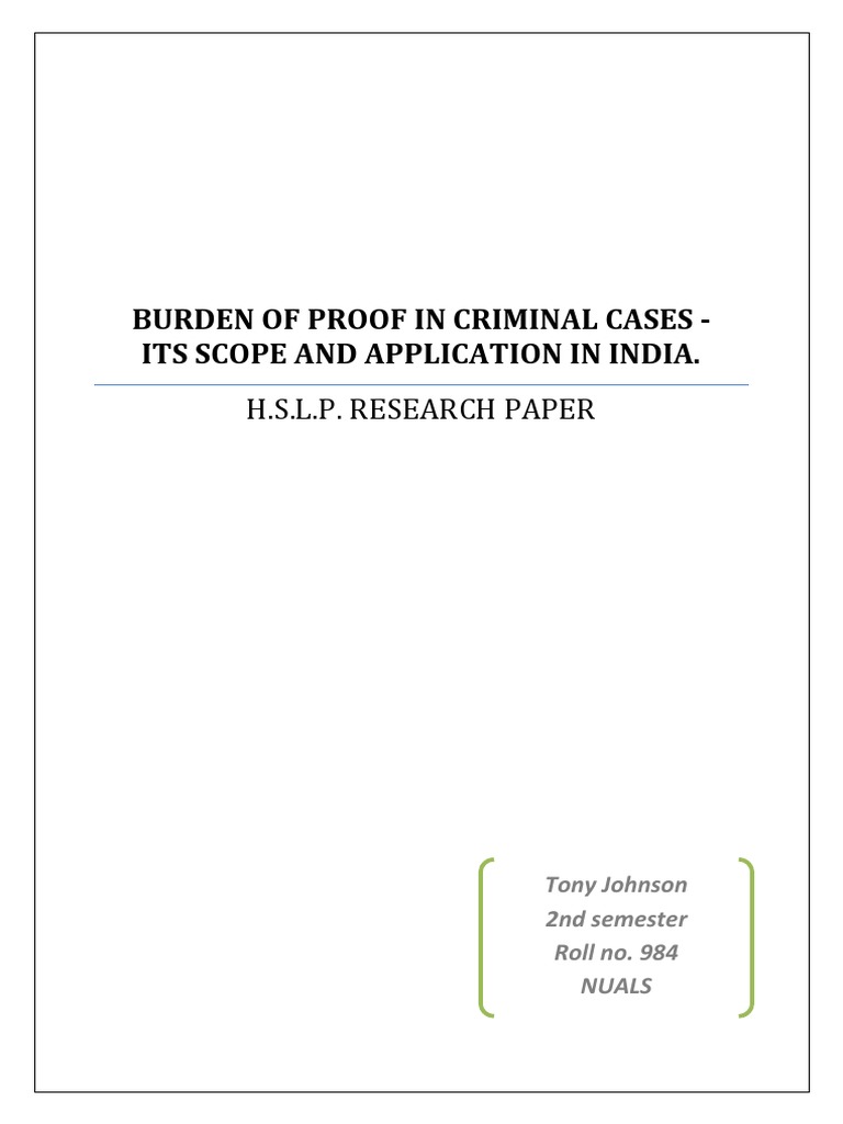 Burden of Proof in Indian Criminal Law | PDF | Burden Of Proof (Law ...