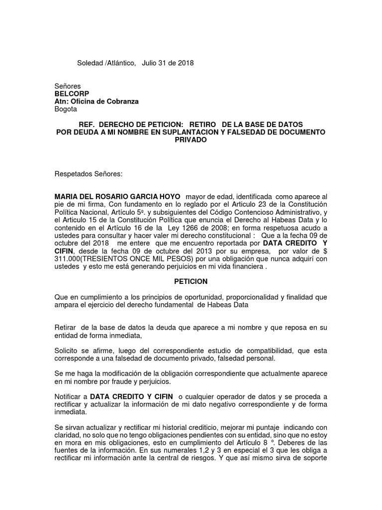 Carta Data Credito | PDF | Gobierno | Justicia