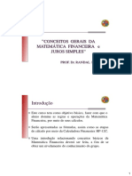 Conceitos gerais da matemática financeira e juros simples