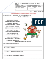 Prova de Português 3º Ano - 1º Bim