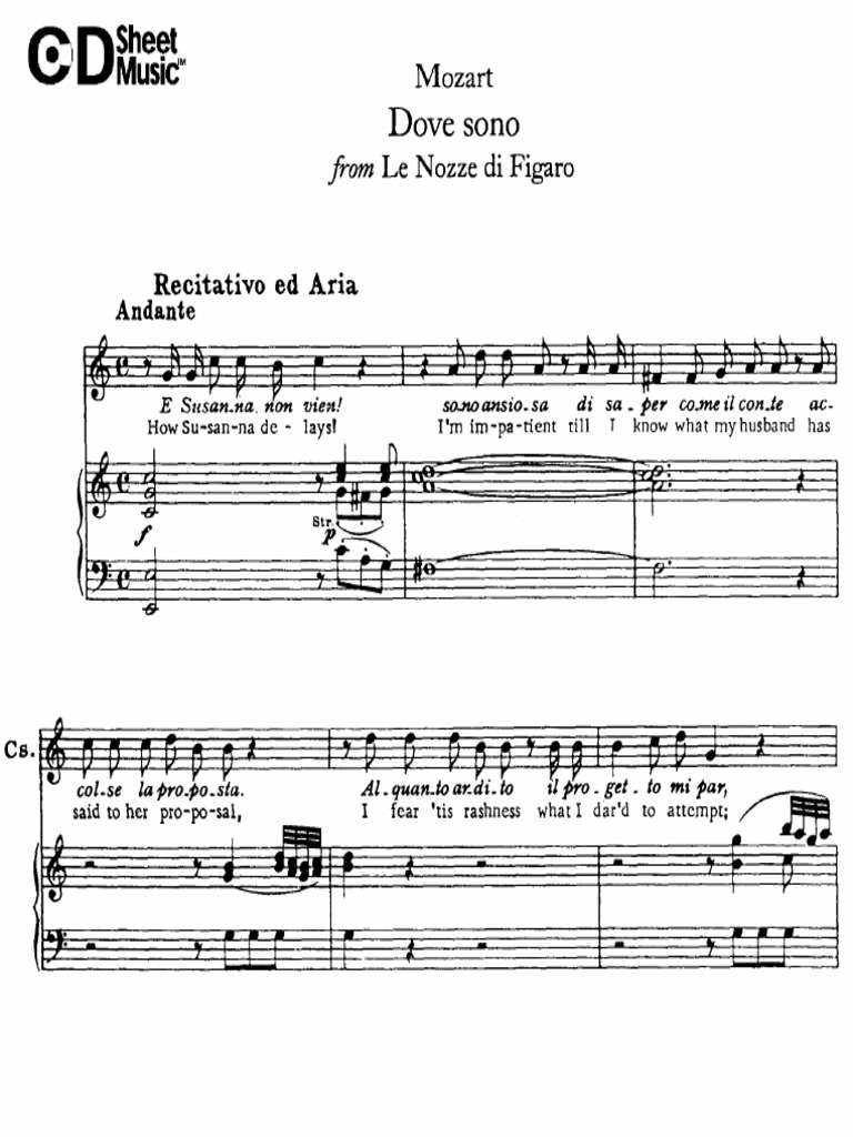 481 Mozart Le Nozze Di Figaro Dove Sono Pdf