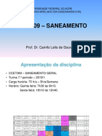 Aula 1 - CCET309 - 2019-0314 - Saneamento Geral - Apresentação Do Curso - Conceitos Iniciais PDF