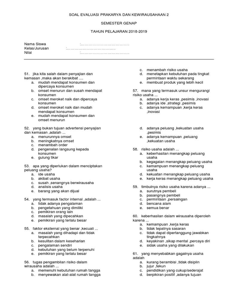 Soal Soal Pkwu Materi Methode Swotdoc