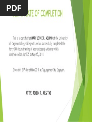 Certificate of Completion