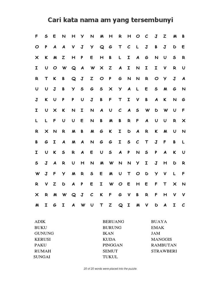 Cari Kata Nama Am Yang Tersembunyi Pdf