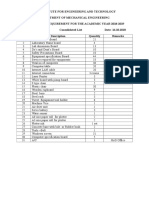 Mech Department Requirements