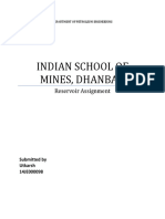 Indian School of Mines, Dhanbad: Reservoir Assignment