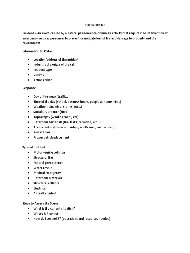 The Incident Incident An Event Caused by A Natural Phenomenon or