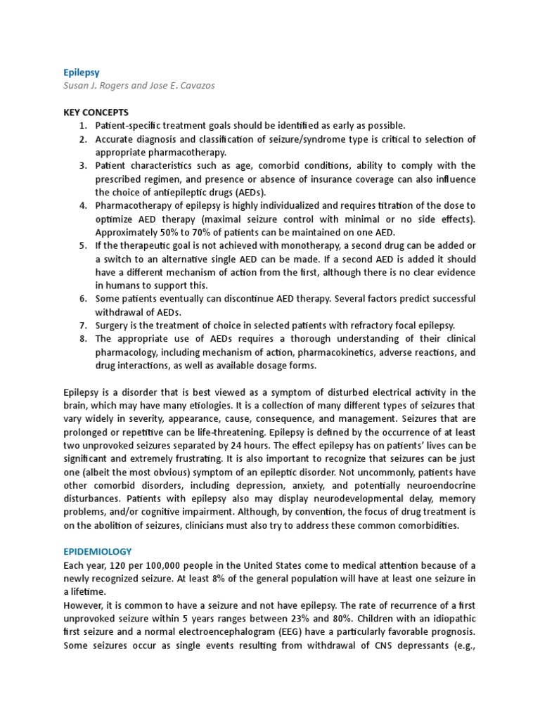 Key Concepts: Susan J. Rogers and Jose E. Cavazos | PDF | Epilepsy ...
