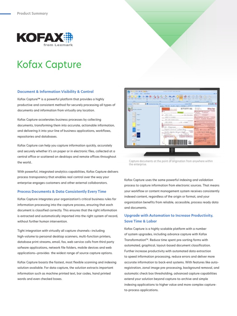 Kofax Capture: Product Summary | Download Free PDF | Business Process ...