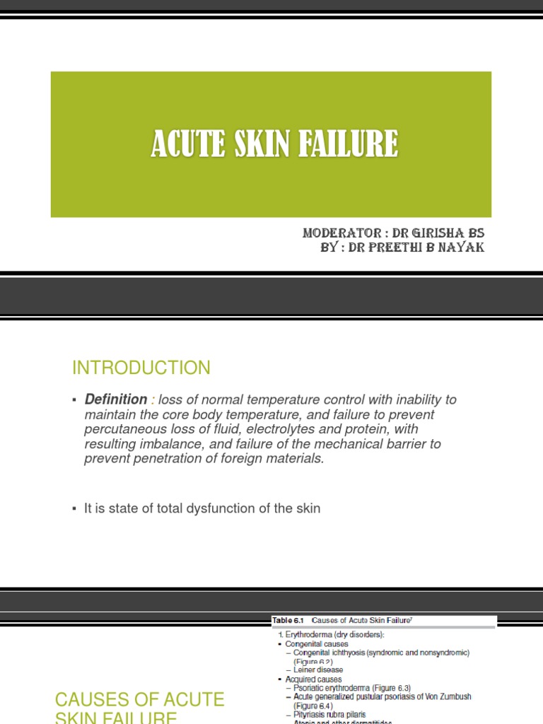 Acute Skin Failure: Moderator: DR Girisha Bs By: DR Preethi B Nayak ...