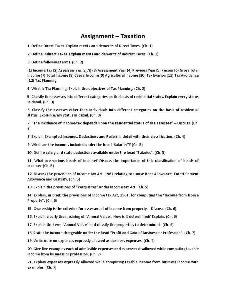 Assignment - Taxation | PDF | Income Tax | Expense