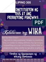 FIL 305 - Konstitusyon NG 1935 at Probisyong Pangwika, SWP PDF
