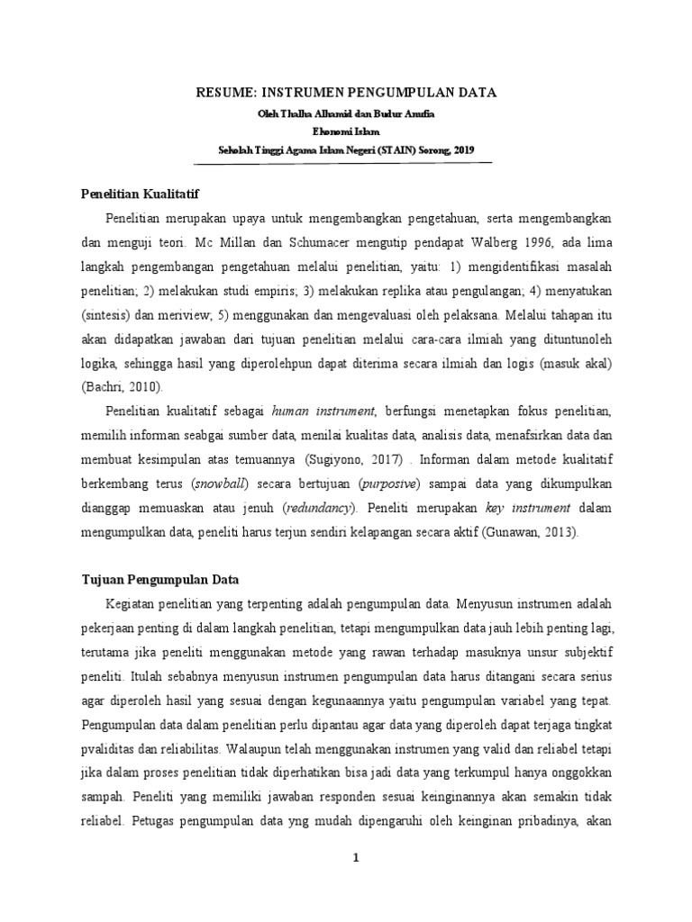 Instrumen Penelitian Kualitatif | PDF
