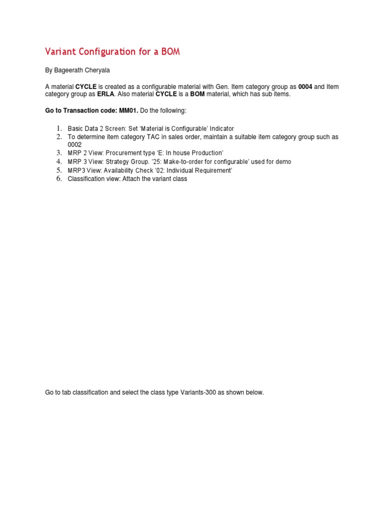 BOM Variant Configuration Guide | PDF | Computer Data | Computing