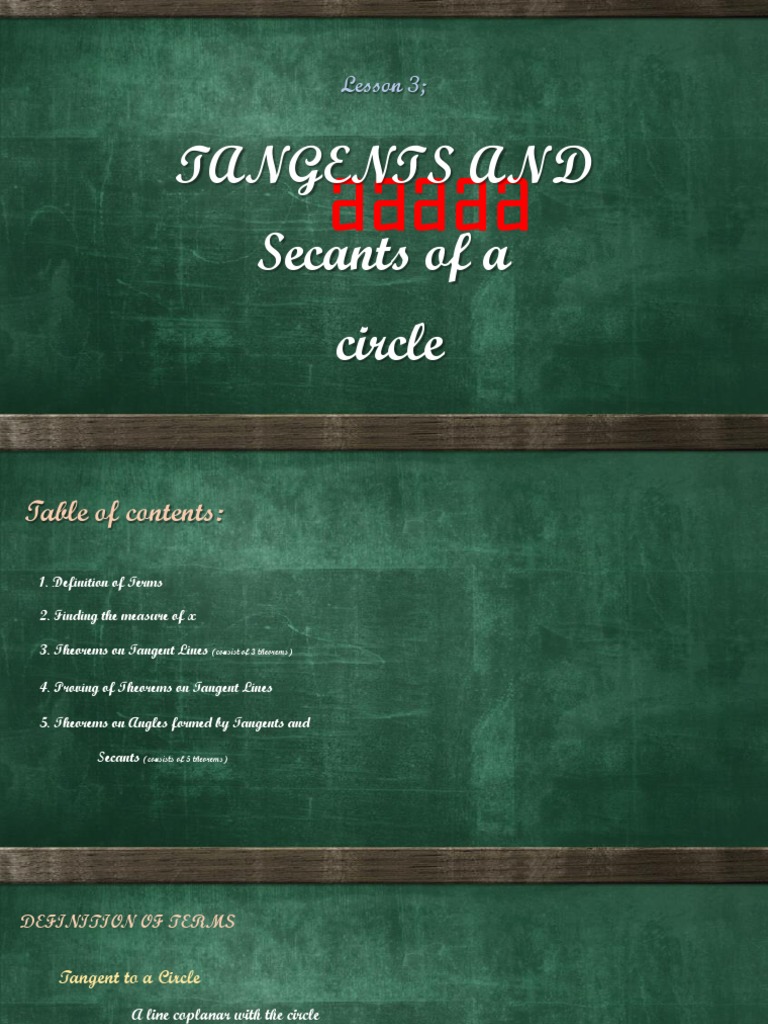 Tangents and Secants of A Circle | PDF | Circle | Trigonometric Functions