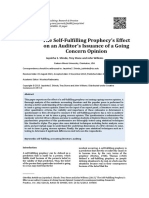 The Self Fullfilling Prophecy Effect On An Auditor Issuance of A Going Concern Opinion