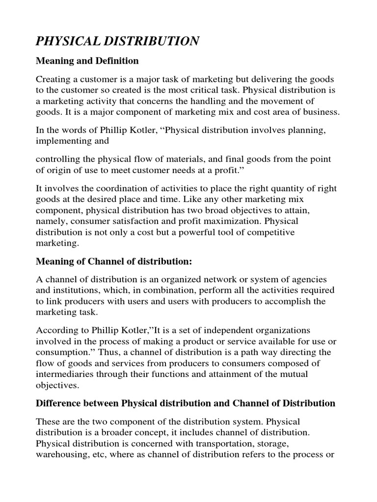 Channels of Distribution | PDF | Retail | Warehouse