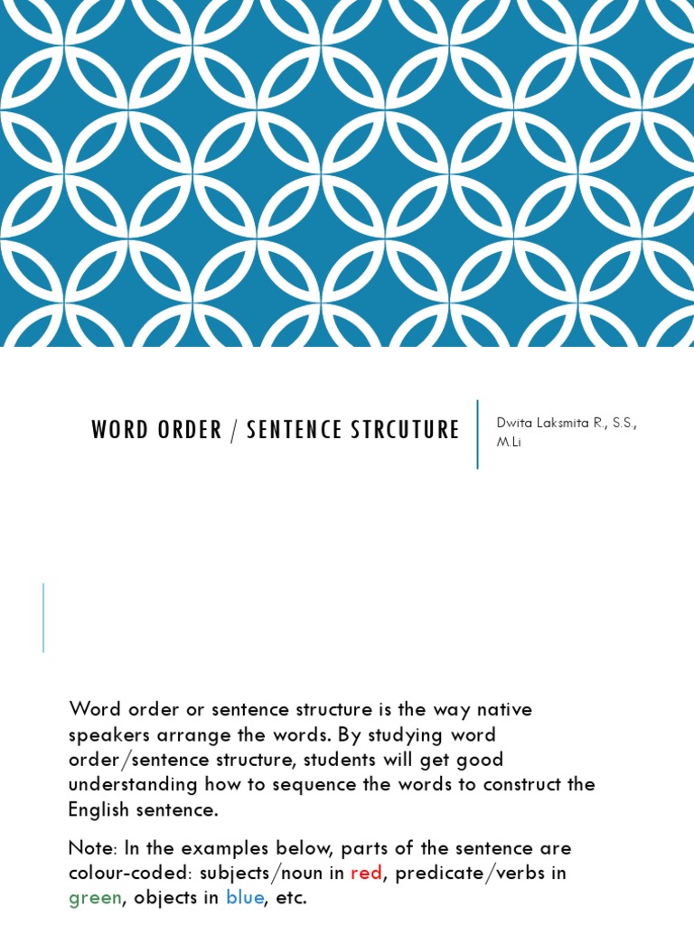 English Word Order Explained | PDF | Object (Grammar) | Verb