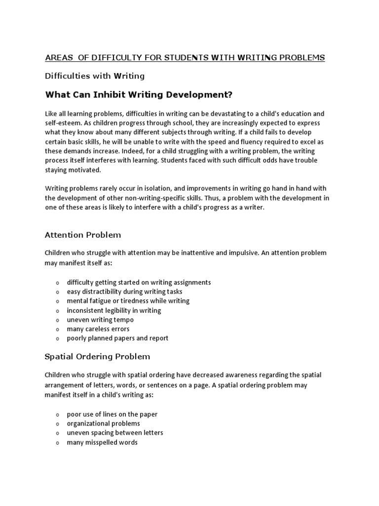 Writing Difficulties in Students | PDF | Attention | Cognition