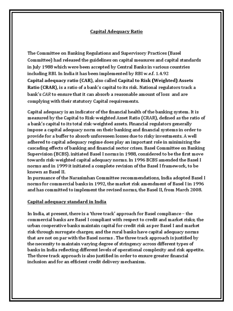 Capital Adequacy Ratio | PDF | Financial Services | Tier 1 Capital