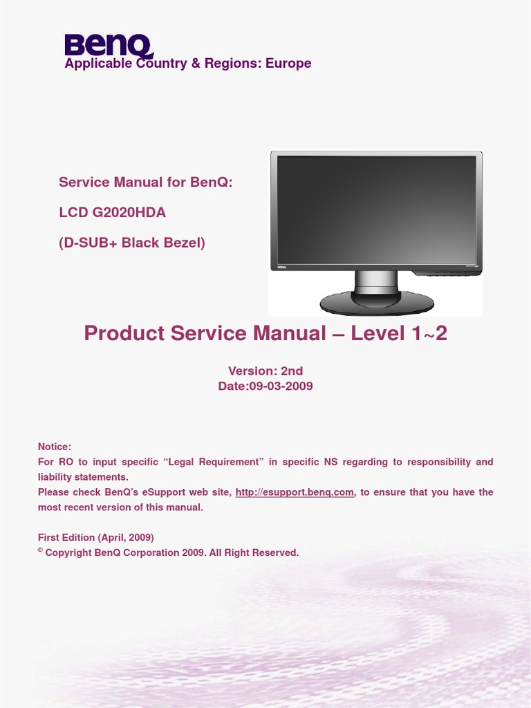 Monitor BENQ G2020HDA | PDF | Computer Monitor | Display Resolution