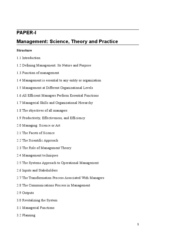 PaperI Management Science, Theory and Practice Structure PDF