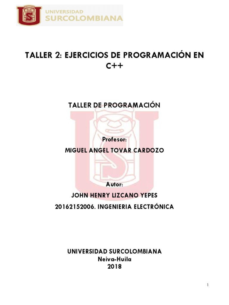 TALLER 2 Taller de Programación | PDF | C ++ | Interés