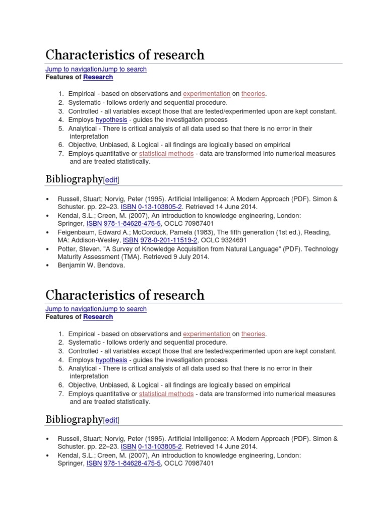 Key Characteristics of Research | PDF | Experiment | Statistics