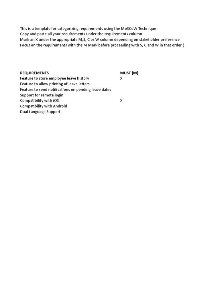 Requirements Must (M) | PDF