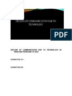 Decline of Communication Due To Technology in Pakistan From 2000 To 2018