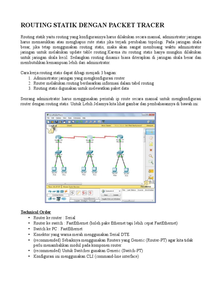 Routing Statik Packet Tracer | PDF