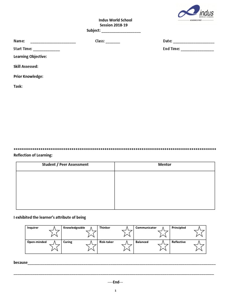 Name: - Class: - Date: - Start Time: - End Time | PDF