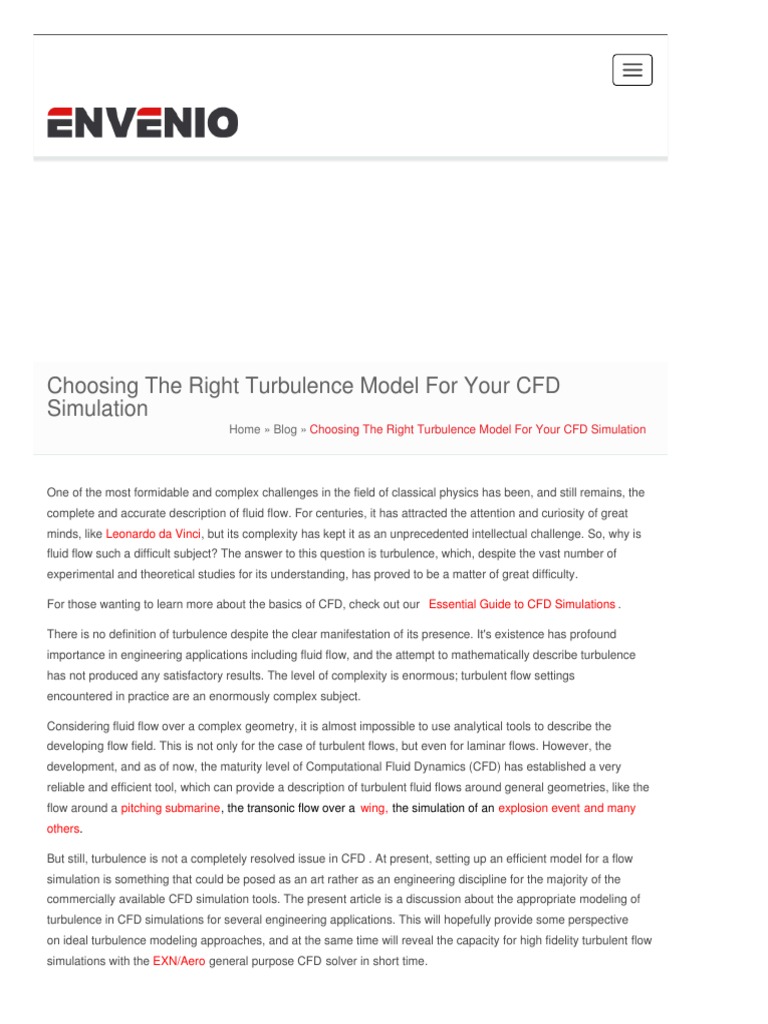 CFD Turbulence Models Guide | PDF | Computational Fluid Dynamics ...