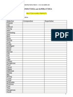 COMPARATIVI SUPERLATIVI Fill in Table PDF