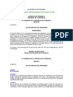 Ley de Ejercicio Del Periodismo -Gaceta Oficial N4883 Extraordinario de Fecha 31 de Marzo de 1995