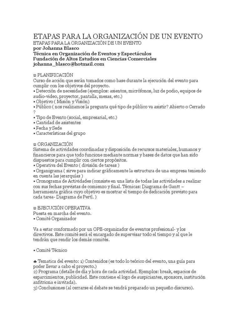 Organización Efectiva de Eventos | PDF | Planificación | Business