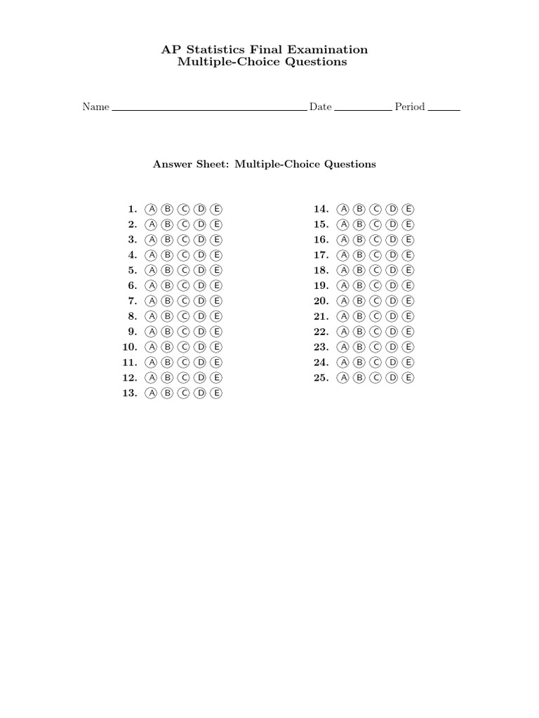 AP Statistics Final Practice Exam | PDF | Statistic | Standard Deviation
