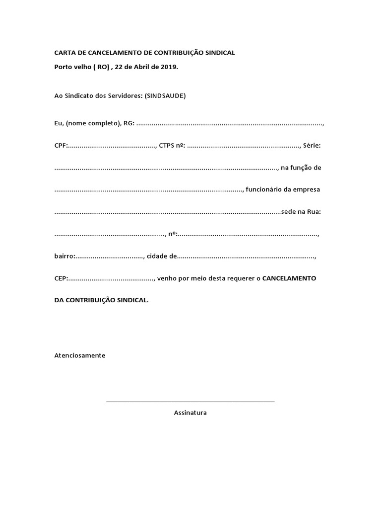 Carta Sindicato Modelo Pdf vrogue.co